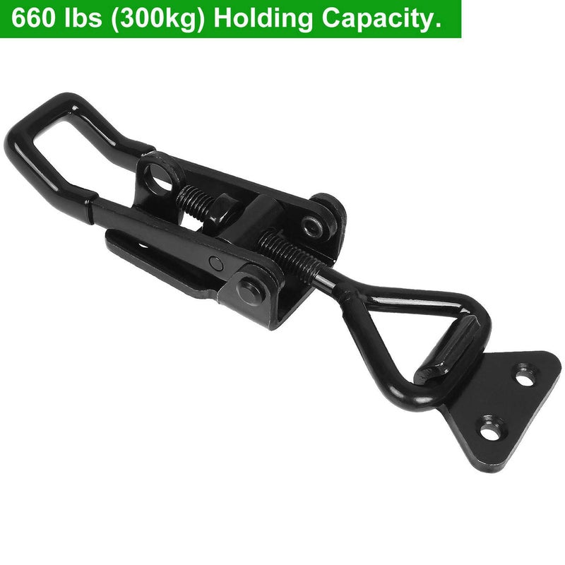 APACALI 4PCS Toggle Latch Clamp 660 lbs Adjustable Toggle Latch Black Toggle Clamp GH-4003 Lockable Quick Release Pull Latch Hasp Metal Draw Latch for Door, Box Case Trunk, Smoker Door, Jig - Image 4